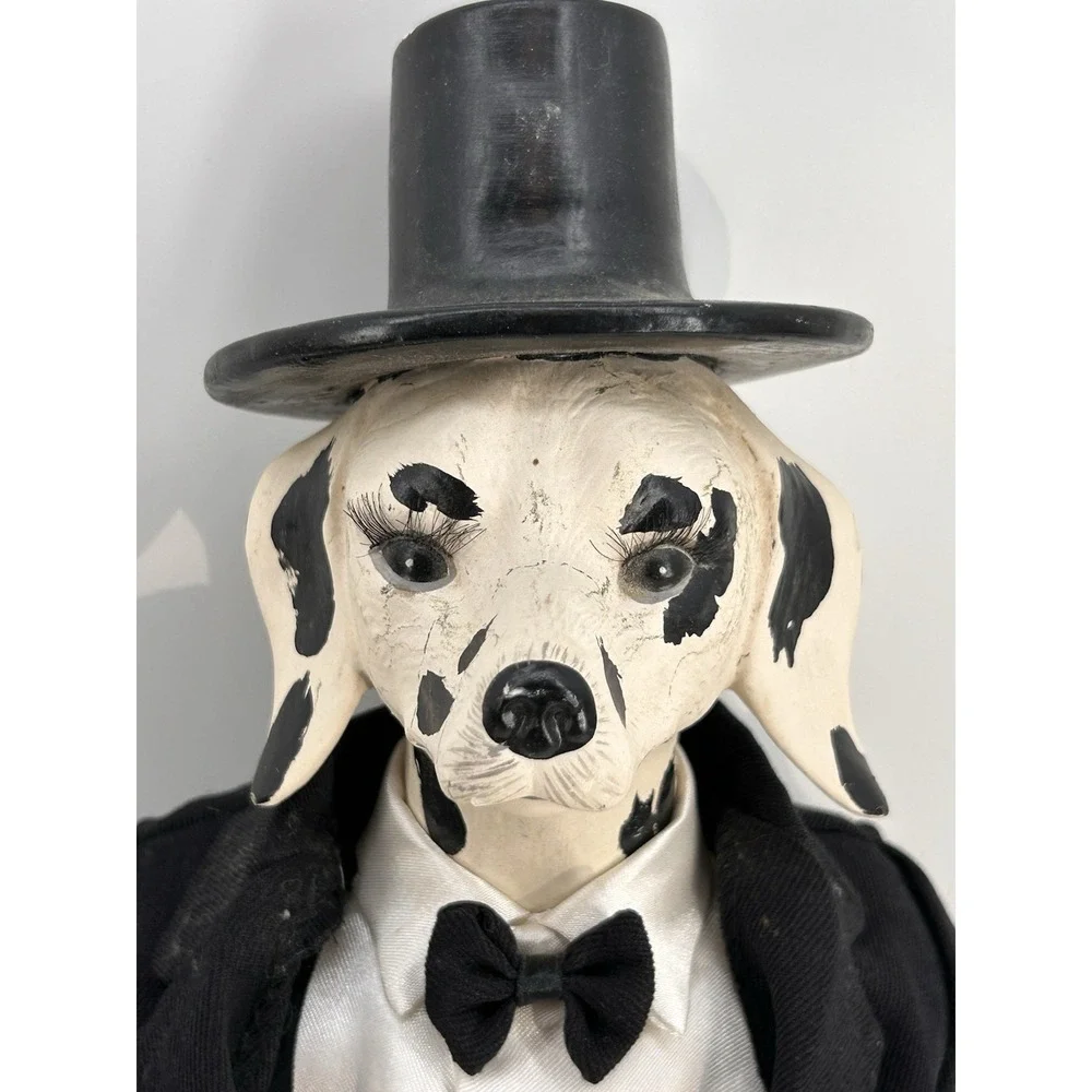 Vintage Anthropomorphic Fancy Dog Wearing Tuxedo Porcelain Plush Doll 18
